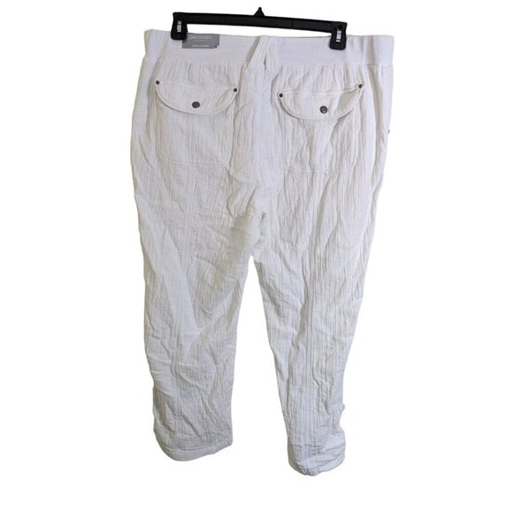 Chicos New Cargo Jogger Pants US Womens 16 Crinkle White Roll Tab Cotton Crop - Picture 3 of 9